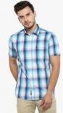 Red Tape Blue Checked Regular Fit Casual Shirt Men