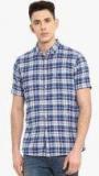 Red Tape Blue Checked Regular Fit Shirt Men