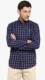 Red Tape Navy Blue Checked Slim Fit Casual Shirt Men