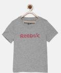 Reebok Grey Printed Round Neck T Shirt Girls