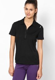 Reebok Polyester Black Polo T Shirt Women