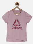 Reebok Purple Printed Round Neck T Shirt Girls