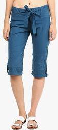 Remanika Blue Solid Capri Women