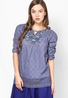 Rena Love Grey Embroidered Tunic women