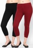 Rham Pack Of 2 Black & Maroon Capri Women