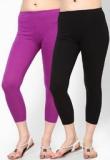 Rham Pack Of 2 Black & Purple Capri Women