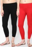 Rham Pack Of 2 Black & Red Capri Women