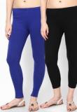 Rham Pack Of 2 Black & Royal Blue Capri Women