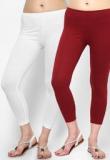 Rham Pack Of 2 Maroon & Off White Capri Women