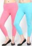 Rham Pack Of 2 Pink & Teal Blue Capri Women