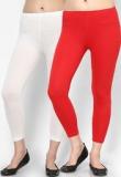 Rham Pack Of 2 Red & Off White Capri Women