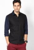 Rigo Black Solid Slim Fit Club Wear Shirt Men