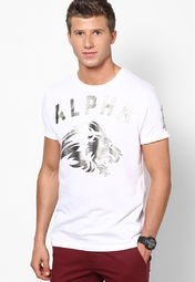 Ringspun White Alpha Crew Neck T Shirt Men