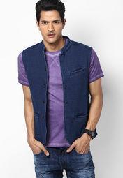 Riot Jeans Blue Waist Coat Men