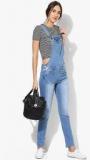 Riot Jeans Blue Washed Solid Jumpsuit Women