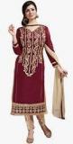 Riti Riwaz Maroon Embroidered Dress Material Women