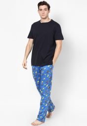 River Island Blue Monkey Print Pyjama Set Men