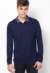 River Island Navy Blue Polo T Shirt Men