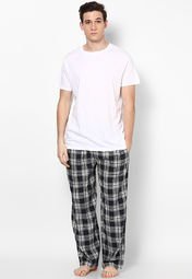 River Island Navy Check Pyjamas Set Men