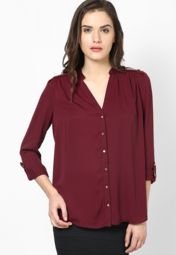 River Island Oxblood Long Sleeve Top Women