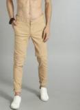 Roadster Beige Solid Convertible Chinos Men