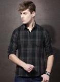 Roadster Black & Grey Checked Casual Shirt Men