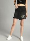 Roadster Black Denim Skirt Women