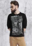 Roadster Black Printed Regular Fit Round Neck T Shirt Men