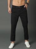 Roadster Black Regular Fit Solid Regular Trousers Men