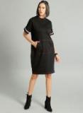 Roadster Black Solid A Line Dress Women