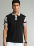 Roadster Black Solid Polo Collar T Shirt Men