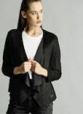 Roadster Black Solid Suede Finish Waterfall Shrug Women