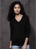 Roadster Black Solid Sweater Women