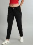 Roadster Black Tapered Fit Solid Chinos Women