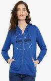 Roadster Blue Printed Hoodie Women