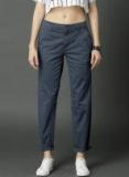 Roadster Blue Regular Fit Solid Regular Trouser Women