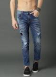 Roadster Blue Skinny Fit Low Rise Mildly Distressed Stretchable Jeans Men