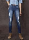 Roadster Blue Skinny Fit Mid Rise Mildly Distressed Jeans Women