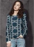 Roadster Blue Textured Sweater Women