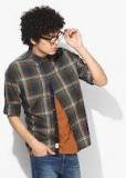 Roadster Brown Regular Fit Checked Casual Shirt Men