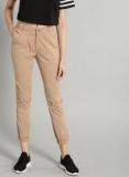 Roadster Brown Regular Fit Solid Joggers Women