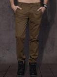 Roadster Brown Slim Fit Solid Chinos Men