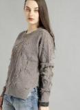 Roadster Brown Solid Pullover Women