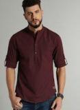 Roadster Burgundy Regular Fit Solid Casual Shirt Men