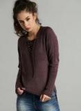 Roadster Burgundy Solid Pullover Women