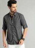 Roadster Charcoal Grey Regular Fit Self Design Casual Shirt Men