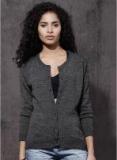 Roadster Charcoal Grey Textured Cardigan Women