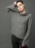 Roadster Charcoal Solid Pullover Sweater Women