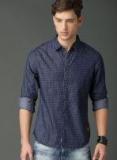 Roadster Fast And Furious Navy Blue Regular Fit Printed Casual Denim Shirt Men