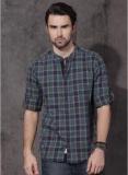 Roadster Green Checked Casual Shirt men